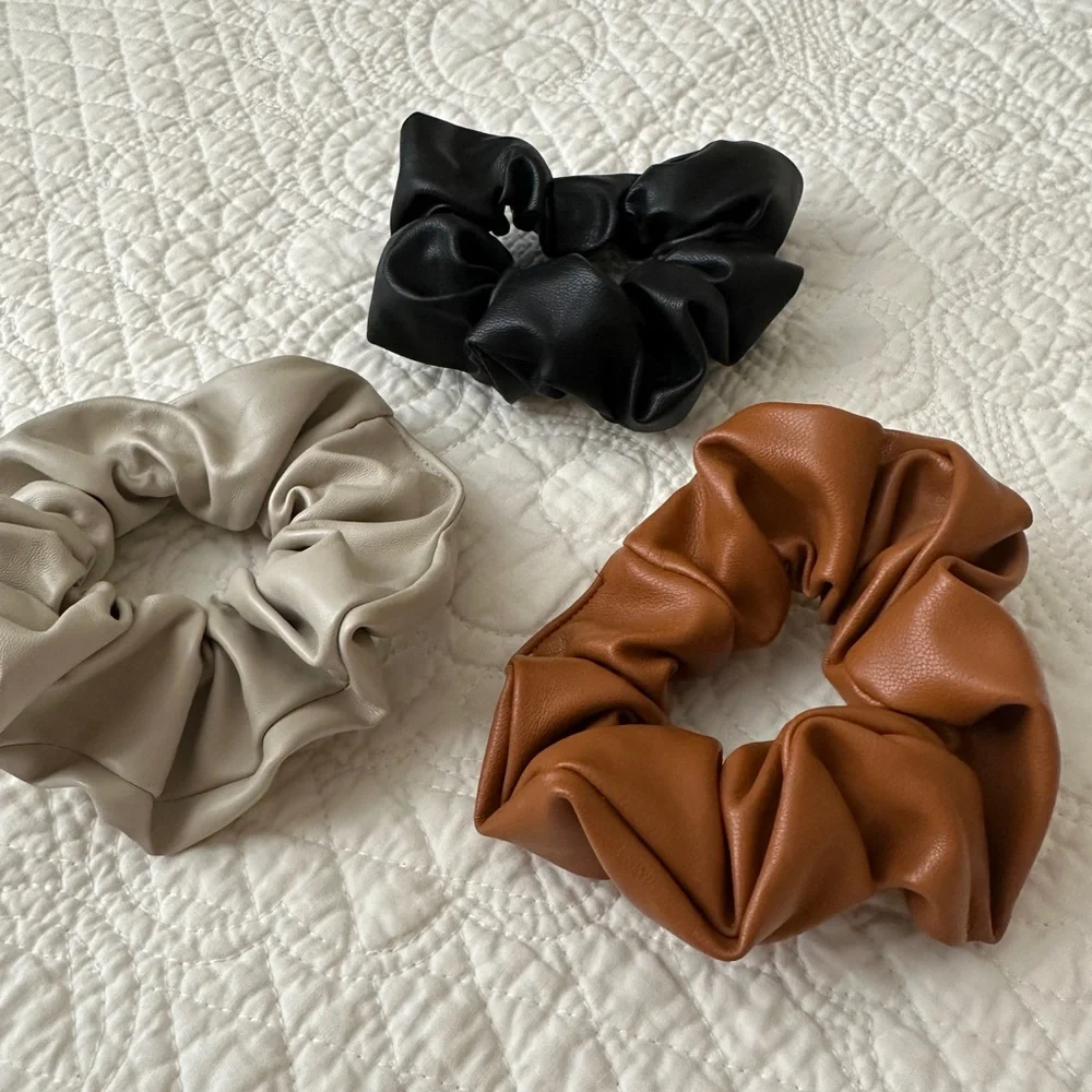 Set of 3 Primark Faux Vegan Leather Hair Ties Scrunchies